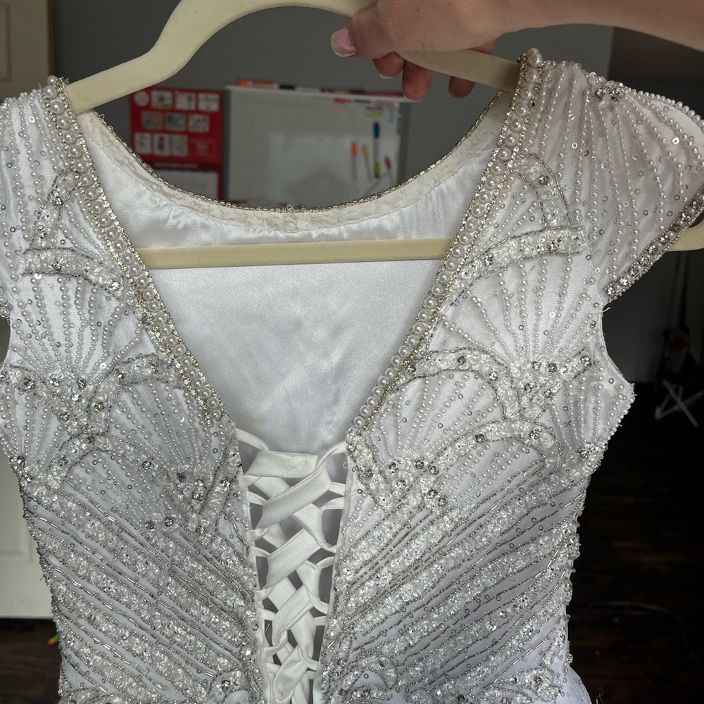 Sherri Hill White Beaded Kids Formal Dress